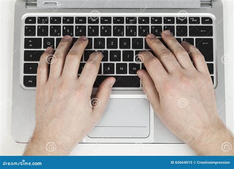 Hands typing on laptop stock image. Image of computer - 65664015