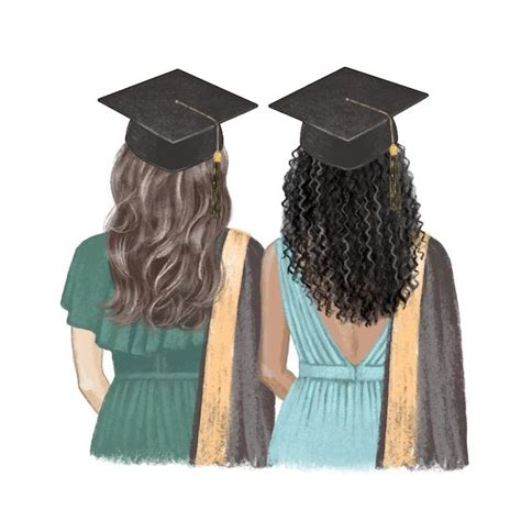 Dos Chicas Graduadas Mejores Amigas Dibu Premium Vector Freepik