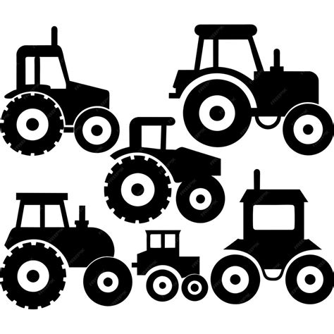 Farm Tractors In A Flat Design Vector Set Illustration 6 Premium Ai