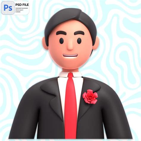 Ilustra O D De Groom Render Icon Isolado Png Psd Premium