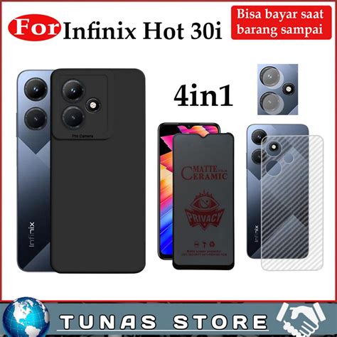 Jual Paket In Soft Case Infinix Hot I Play Casing Black Tempered Glass Skin Carbon Tg