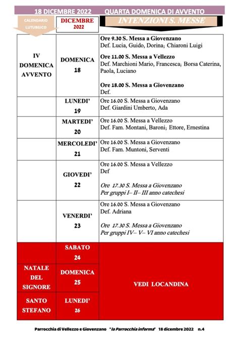 Calendario Liturgico Dal Al Dicembre