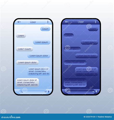 Blank Messenger in Blue Tones, Light and Dark Interface. Stock Vector - Illustration of bubble