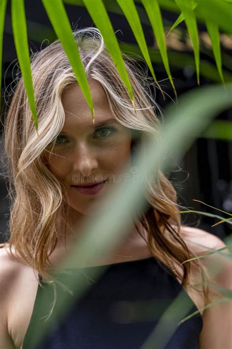 A Lovely Blonde Model Poses Outdoor While Enjoying The Spring Weather Stock Image Image Of