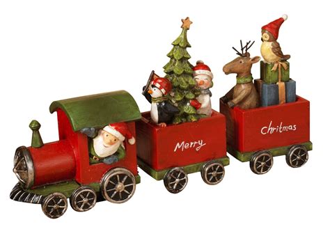 Resin Holiday Train Decoration With Santa And Friends Multi 108