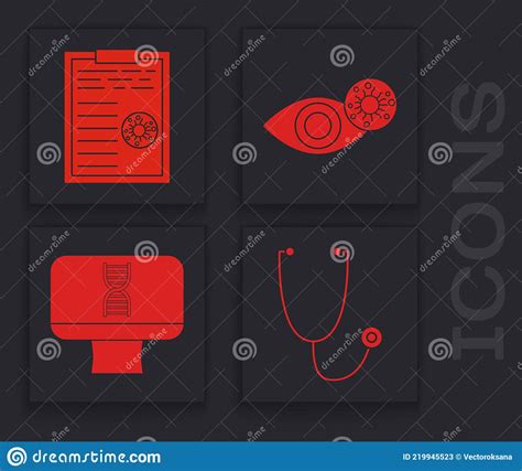 Set Stethoscope Clipboard With Blood Test Results Reddish Eye Due To