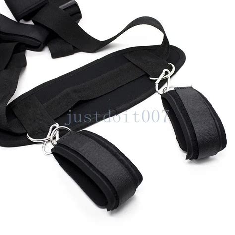 Straps For Sex Bondage Leg Spreader Black Nylon Easy Access Restraint Harness With Handcuff