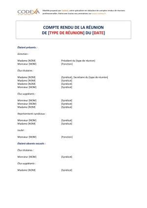 Modèles de comptes rendus dentretien Codexa