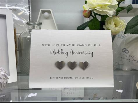 Real Tin Heart Tenth Wedding Anniversary Card 10th Anniversary Card