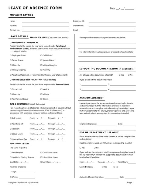 employee leave  absence explained  loa form