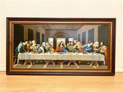 Vintage Last Supper Paint By Number Painting Large Completed Framed