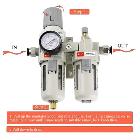 AC Series Frl Unit Air Source Treatment Combination Air Filter Pressure ...