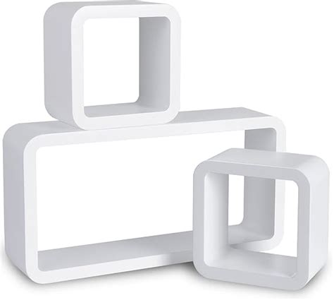 Woltu Floating Shelves White Cube Wall Shelves Set Of Shelf Unit Cd