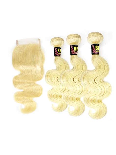 Russian Blonde Body Wave Bundles Closure Branded Hair Extensions