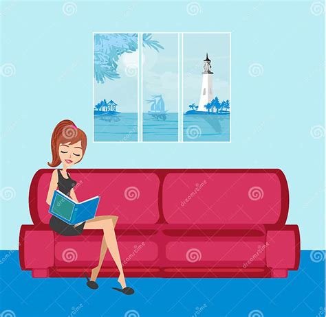 Illustration Of A Girl Reading A Book Stock Vector Illustration Of