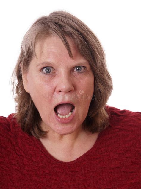 Mature Woman With Mouth Open Stock Photo Image Of Grey Disgust 35871084