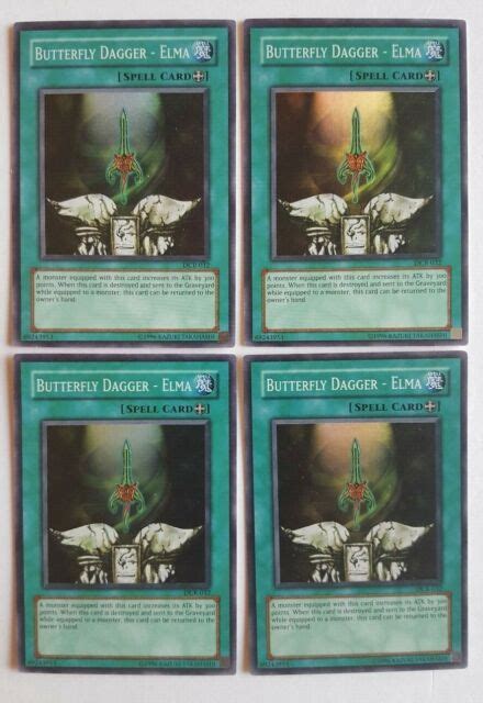 Yugioh Lot Of 4 Butterfly Dagger Elma Dcr 032 Unlimited Super Rare Vlp