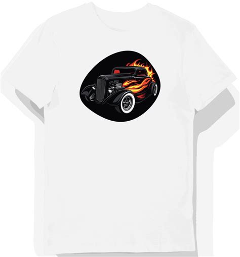 Koszulka męska biała z motywem płonącego hot roda XXL KozakNadruki Moda Sklep EMPIK