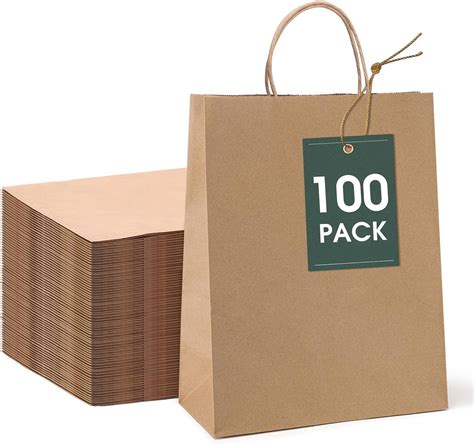 Amazon GSSUSA Brown Kraft Paper Gift Bag With Handles 10x5x13