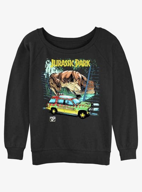 Jurassic Park Vintage Jurassic Drive Womens Slouchy Sweatshirt Black Boxlunch