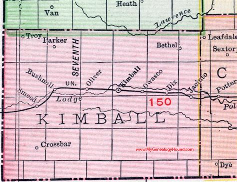 Kimball County, Nebraska, map, 1912, Kimball City, Bushnell, Smeed ...