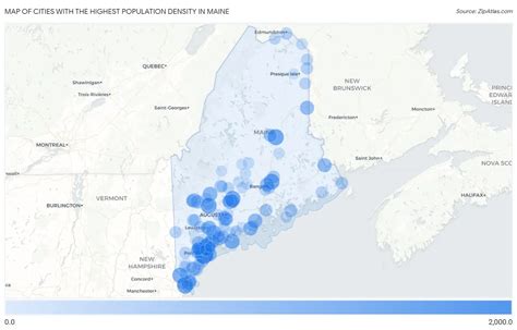 Highest Population Density In Maine By City Zip Atlas