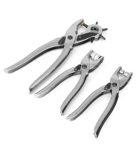 3Pcs Leather Belt Hole Punch Eyelet Plier Snap Button Grommet Setter