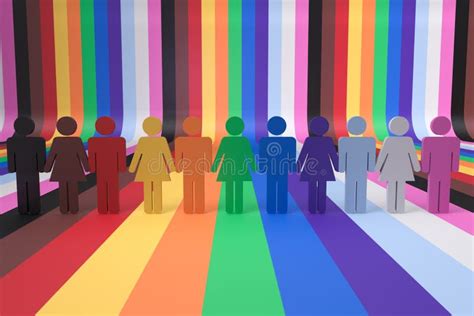 Concepto Espectacular De Personas Con Los Colores De La Bandera Del Orgullo Gay Lgbtq Con La