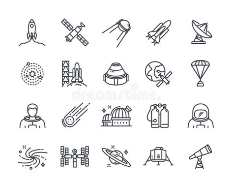 Vector Set Of Linear Space Related Icons Stock Vector Illustration Of