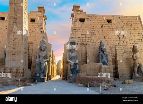 Entrance To The Ancient Egyptian Luxor Temple With Statues Of Rameses