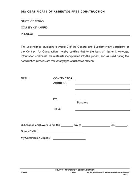 Asbestos Certificate Fill Out And Sign Online Dochub