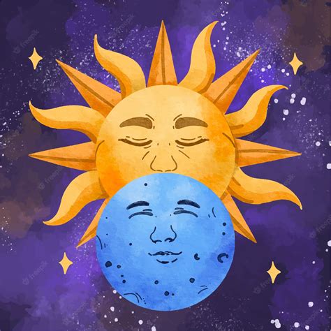 Ilustración De Dibujo De Sol Y Luna Vector Premium
