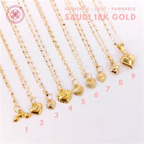 COD PAWNABLE 18k Necklace Legit Original Pure Saudi Gold Heart Necklace