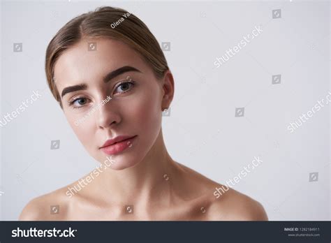 Close Portrait Beautiful Lady Naked Shoulders Stock Photo 1282184911 Shutterstock