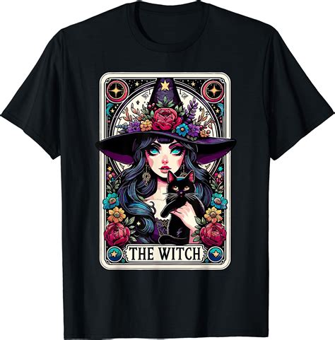 Hot Trending Kiraa Tee With The Witch Tarot Card Gothic Witchy Vibes Black Cat Unisex S 5Xl T