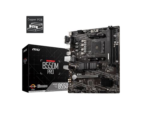 MSI B550M PRO Motherboard (AMD Ryzen 3000 3rd Gen AM4, DDR4, M.2, USB 3 ...