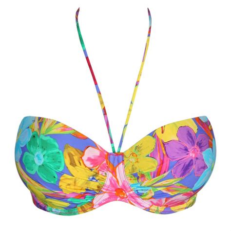 Plavky Vrchn D L Primadonna Swim Sazan Padded Strapless Bikini Top Blue Bloom Caresse Braexpert