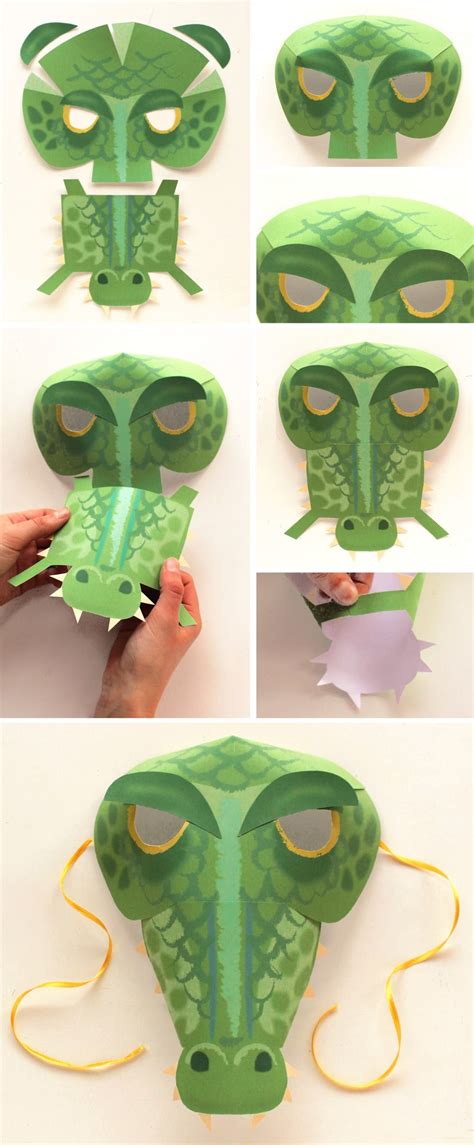 Crocodile Mask Template Diy No Sew Mask Pattern Instantly Make A