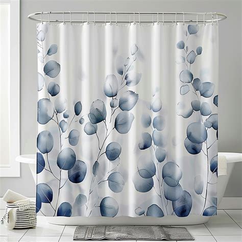 Watercolor Eucalyptus Shower Curtain Elegant Blue And White Easter