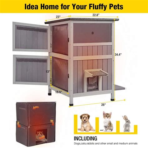 Aivituvin Outdoor Cat House Feral Cat Enclosure With Insulated Liner