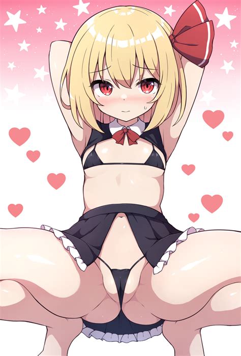 Rizento Rumia Touhou Highres 1girl Adapted Costume Ass Barefoot Bikini Black Bikini