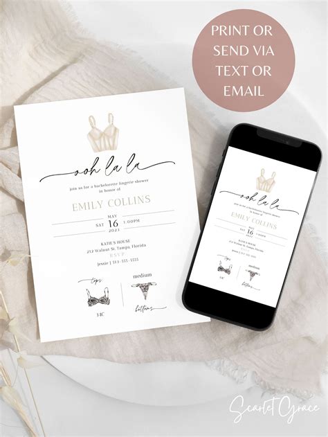Lucia Lingerie Shower Invitation Template Lingerie Etsy