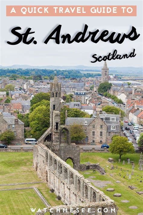 An Aerial View Of St Andrews Cathedral In Scotland With Text Overlay