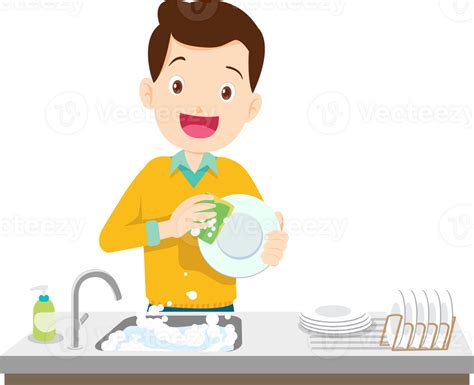 Cute People Washing Dishes 41318081 Png