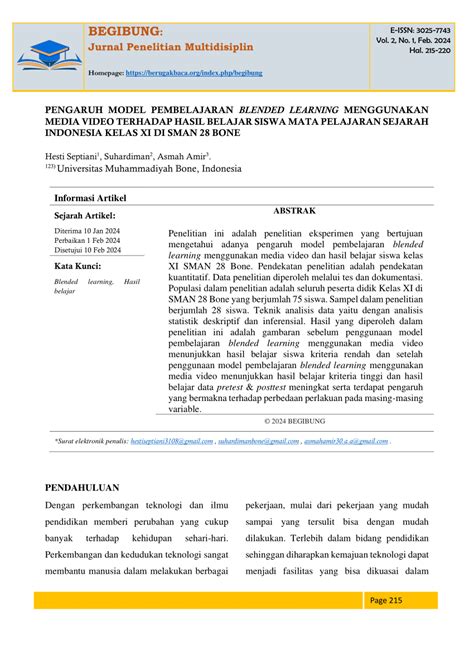 Pdf Pengaruh Model Pembelajaran Blended Learning Menggunakan Media