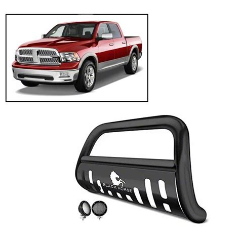 RAM 1500 Bull Bar With 5 30 Inch Black Round Flood LED Lights Black