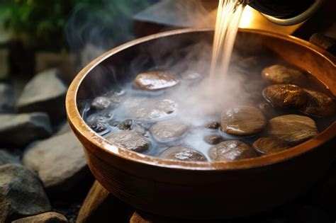 Premium Photo Steamy Sauna Session Pouring Water Over Hot Stones