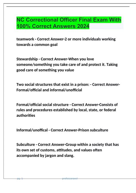 Pa Correctional Officer Exam Guide 2013 1