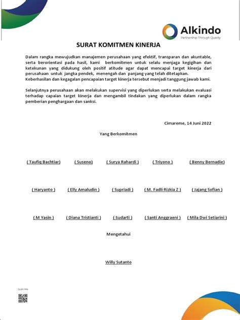 surat komitmen