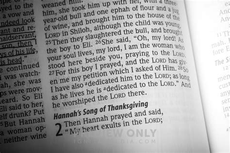 Bible Open To 1 Samuel 2 Hannah's Song Of Thanksgiving. - Stock Photos ...